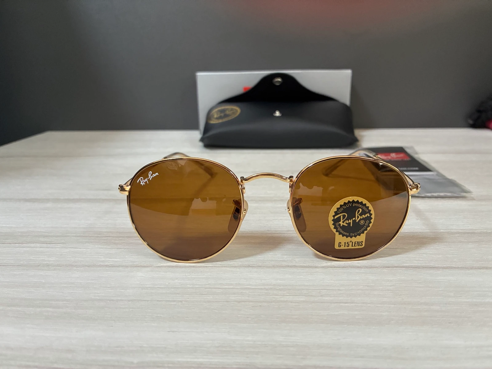 Gafas de sol Ray-Ban redondas doradas – Como nuevas – photo 5
